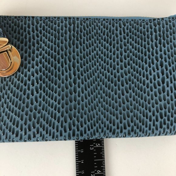 Olivia Miller Women's Blue Faux Leather Embossed Textured Wristlet Wallet - Picture 12 of 14